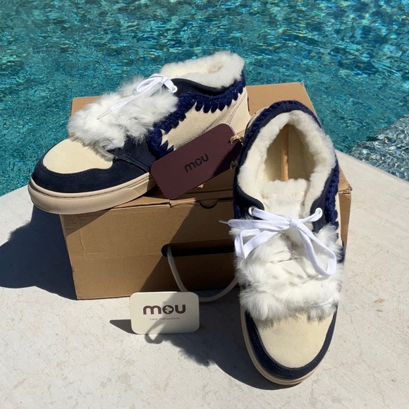 MOU - Eskimo Low Top Sneaker in Abyss & Vanilla Mix New In Box Size 40 - Picture 4 of 15